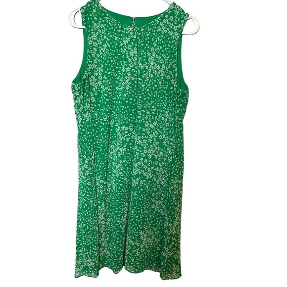 DKNY Kelly Green Pleated Sheer Lined Pullover Floral Sleeveless Dress Party 12 - Picture 6 of 9